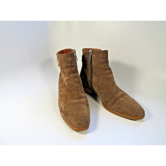 Aquatalia Brown Suede Buckle Boots Zip Ankle Boho Western Booties Women's 5M - Picture 2 of 13